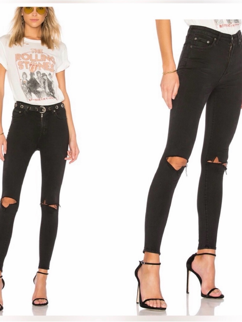 Lovers + Friends Black High-Rise Ripped Skinny Jeans